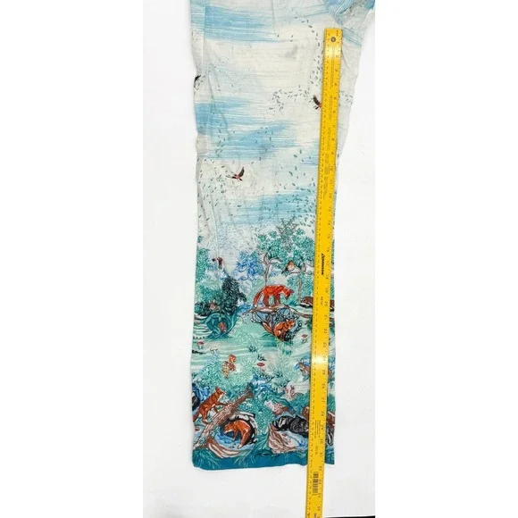 By Eloise Pants Womens Medium Ivory Woodland Animal Print Elastic Anthropologie - Picture 10 of 14